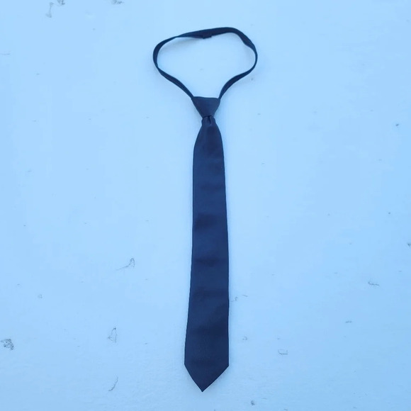 George Accessories Polyester Black Pattern Always-Tied Zip Mens Tie - Picture 1 of 9